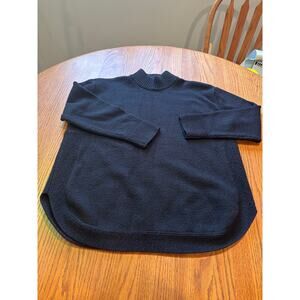 Susan Graver Mock-Neck Sweater with Shirttail Hem, black size L